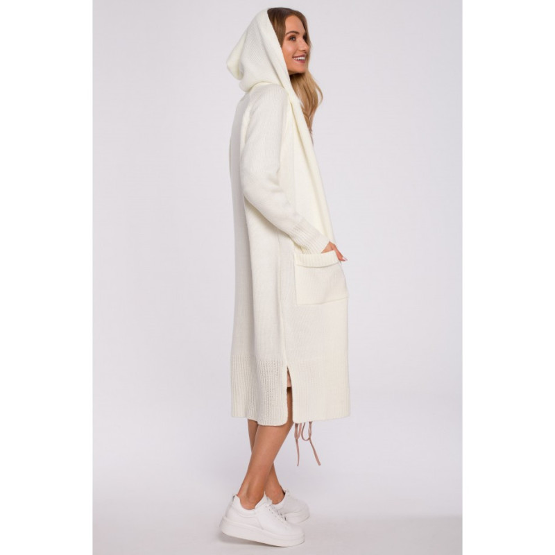 M596 Kardigan Z Kapturem I Kieszeniami - ecru
