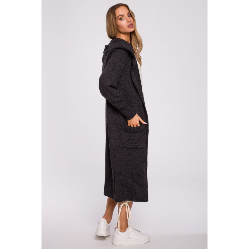 M596 Džemperis ar kapuci un kabatām - grafīts