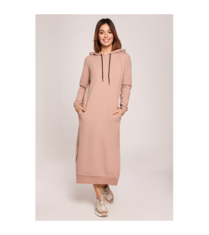 B197 Sukienka midi z kapturem - mokka