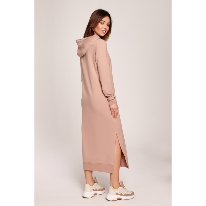 B197 Sukienka midi z kapturem - mokka
