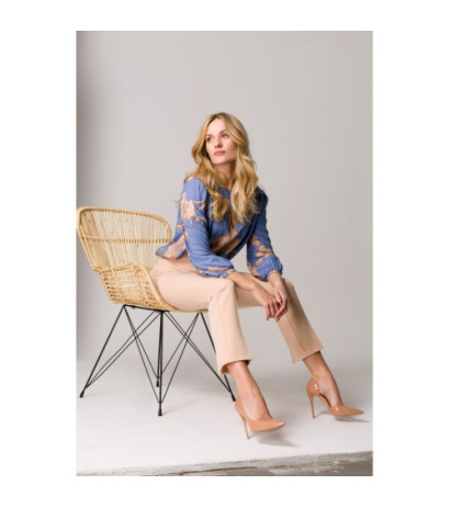 K093 Spodnie z rozcięciami z tyłu - beżowe