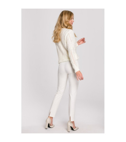 K093 Spodnie z rozcięciami z tyłu - ecru