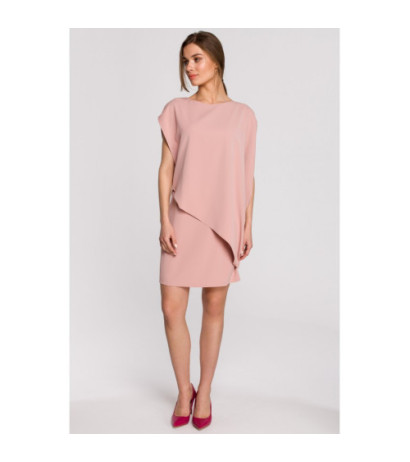 S262 Sukienka warstwowa - pudrowa