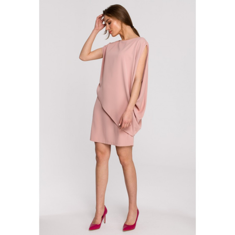 S262 Sukienka warstwowa - pudrowa