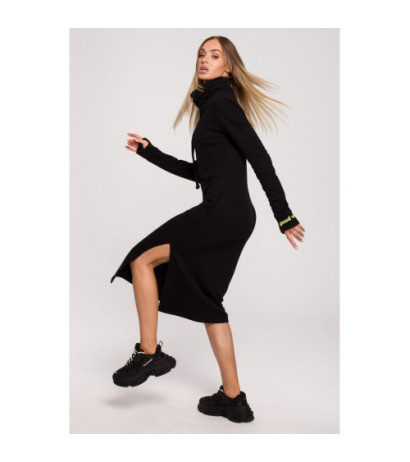 M622 Sukienka maxi z wysokim kołnierzem - czarna