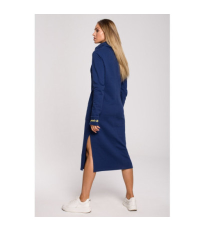 M622 Sukienka maxi z wysokim kołnierzem - atramentowy