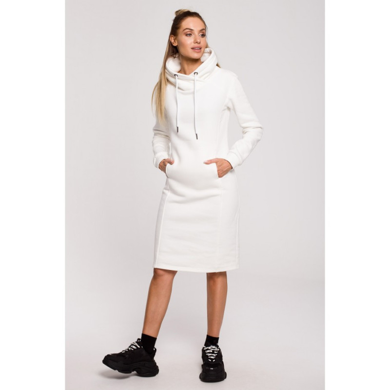 M619 Sukienka z wysokim kołnierzem - ecru