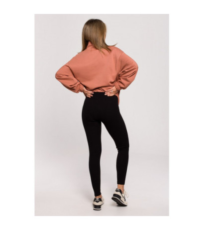 B213 Legginsy z dzianiny prążkowanej - czarne