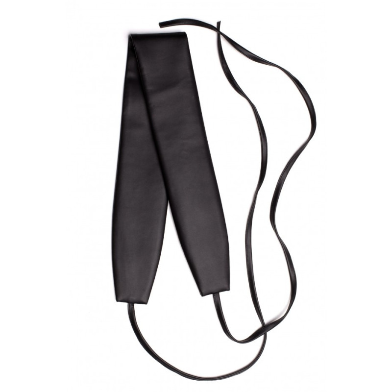 M636 Wiązany pasek ze sztucznej skóry - czarny