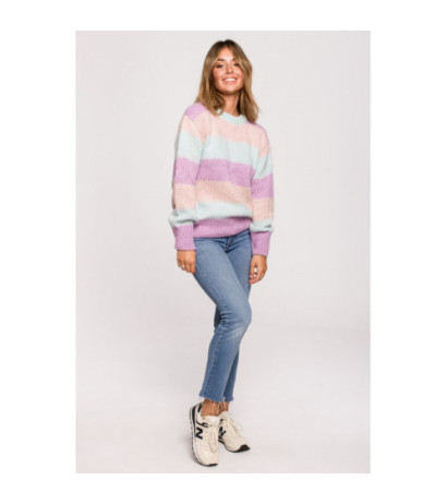 BK071 Sweter w pasy wielokolorowe - model 1