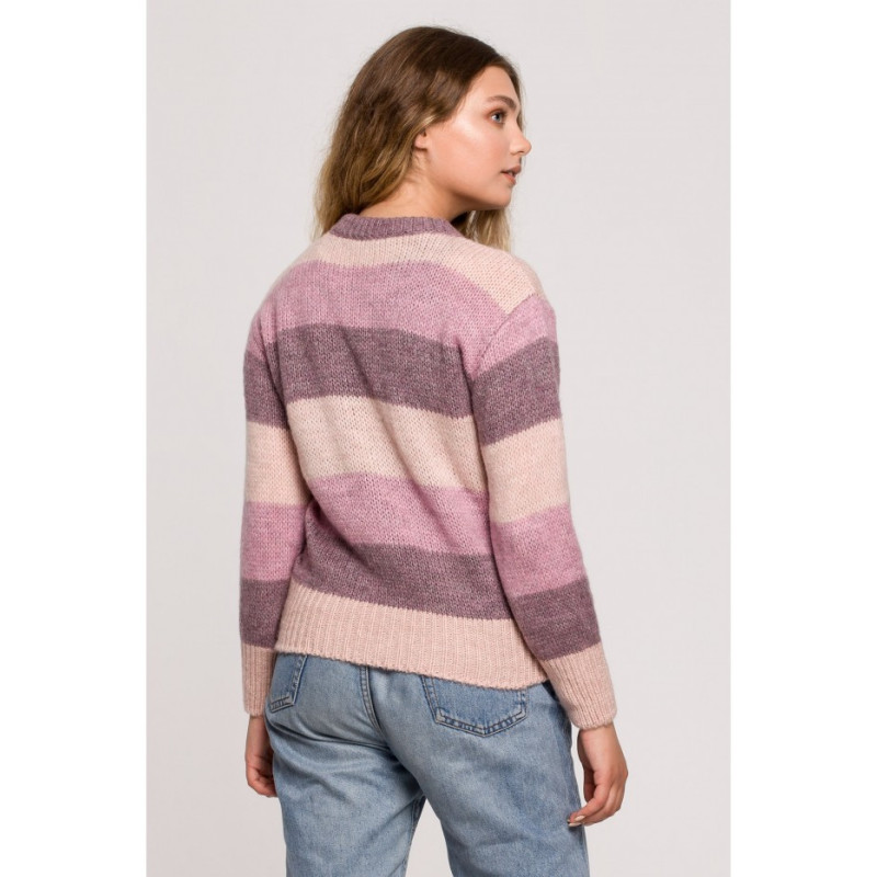 BK071 Sweter w pasy wielokolorowe - model 3