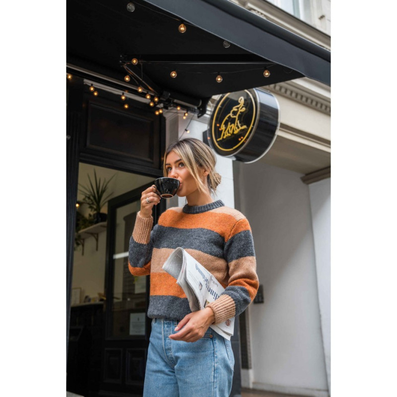 BK071 Sweter w pasy wielokolorowe - model 4