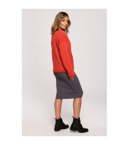 BK074 Kardigan na guziki z szerokimi kieszeniami - pomarańczowy