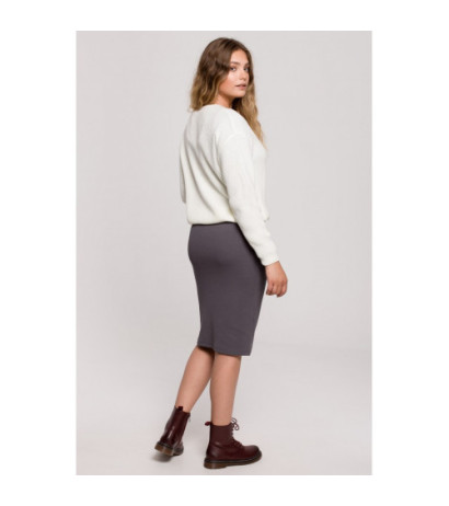 BK075 Sweter z dekoltem w serek - ecru