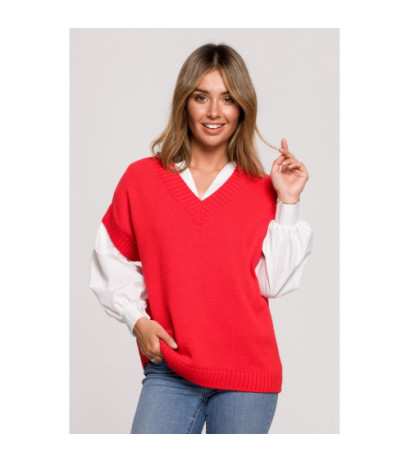 BK076 Bezrękawnik z dekoltem w serek - czerwony