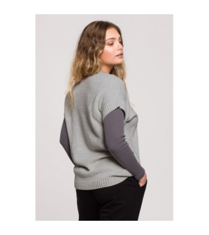 BK076 Bezrękawnik z dekoltem w serek - szary