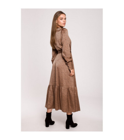 S290 Sukienka maxi z falbaną - nadruk lampart - model 2