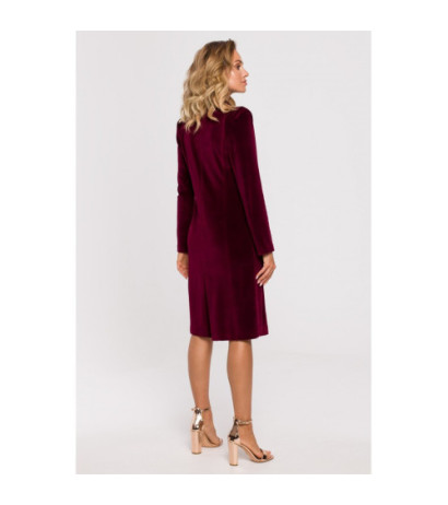 M641 Welurowa sukienka żakietowa - bordowa