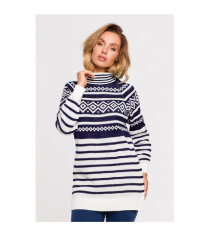 MXS08 Long turtleneck sweater - navy blue