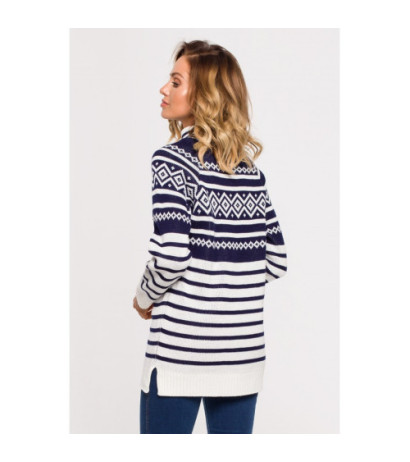 MXS08 Ilgas megztinis su golfu - tamsiai mėlynas