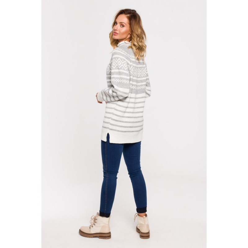 MXS08 Garais džemperis ar augstu apkakli - pelnu krāsā