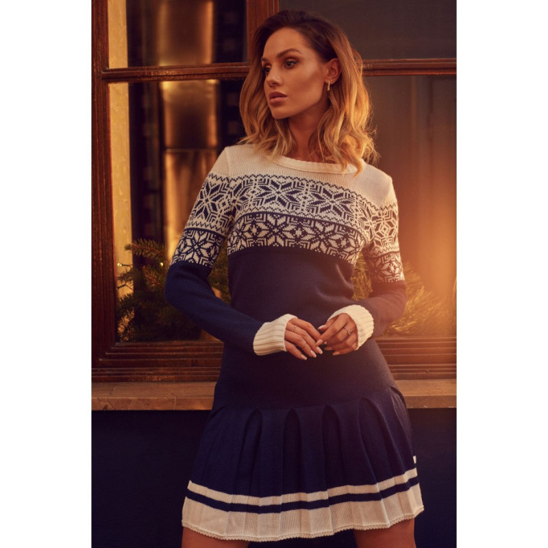 MXS01 Ziemassvētku džempera kleita - tumši zila