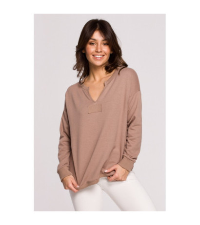 B225 Bluza z wycięciem w dekolcie - cappuccino