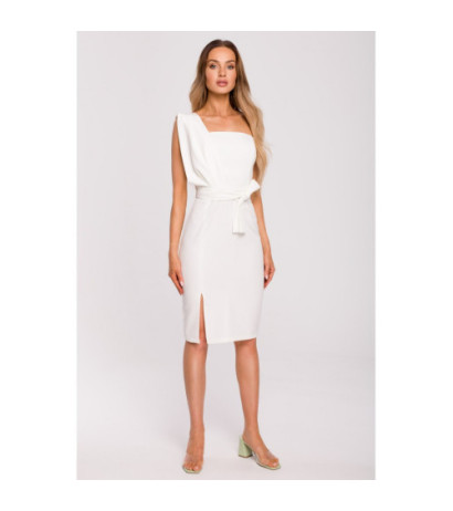 M673 Sukienka na jedno ramię - ecru