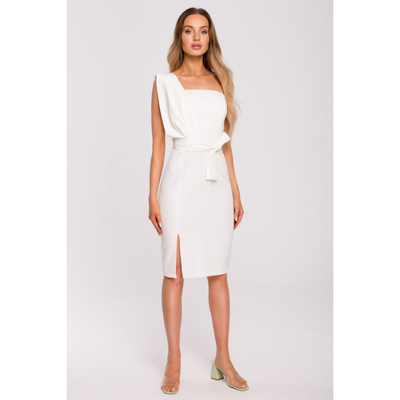 M673 Sukienka na jedno ramię - ecru