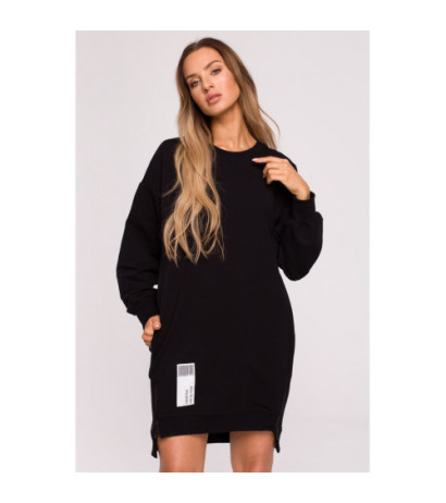 M676 Tunika z naszywką i ozdobnymi zamkami - czarna