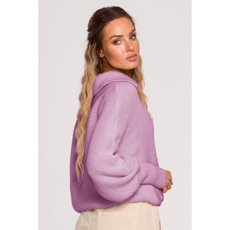 M687 Sweter z kołnierzykiem - lila