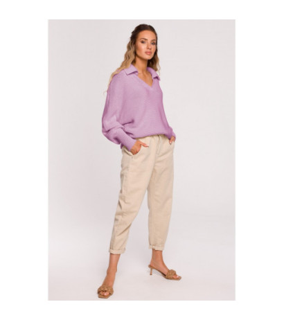 M687 Sweter z kołnierzykiem - lila