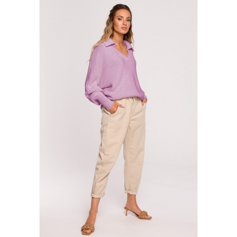 M687 Sweter z kołnierzykiem - lila