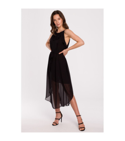 K137 Sukienka wiązana wokół szyi - czarna