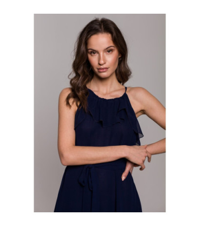 K137 Sukienka wiązana wokół szyi - granatowa