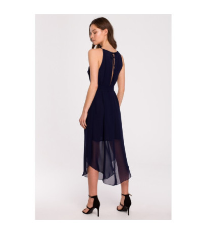 K137 Sukienka wiązana wokół szyi - granatowa