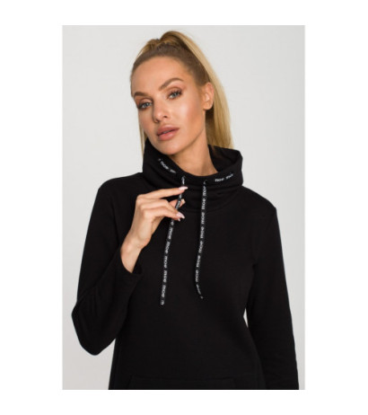 M688 Sukienka midi z lampasami z logo - czarna