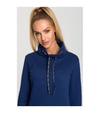 M688 Sukienka midi z lampasami z logo - atramentowa