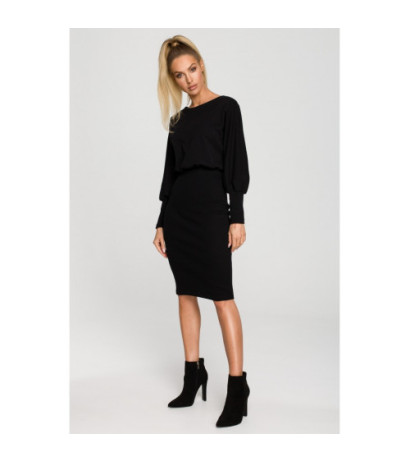 M690 Sukienka z dołem ze ściągacza - czarna