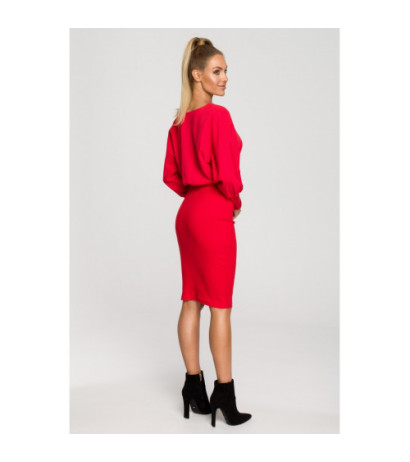 M690 Sukienka z dołem ze ściągacza - czerwona