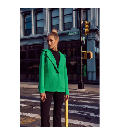 M691 Żakiet z kapturem i trokami - soczysta zieleń