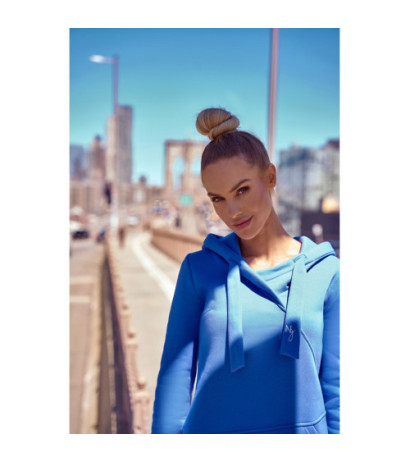 M695 Sukienka z kapturem i asymetryczną kieszenią - jasny fioletowy