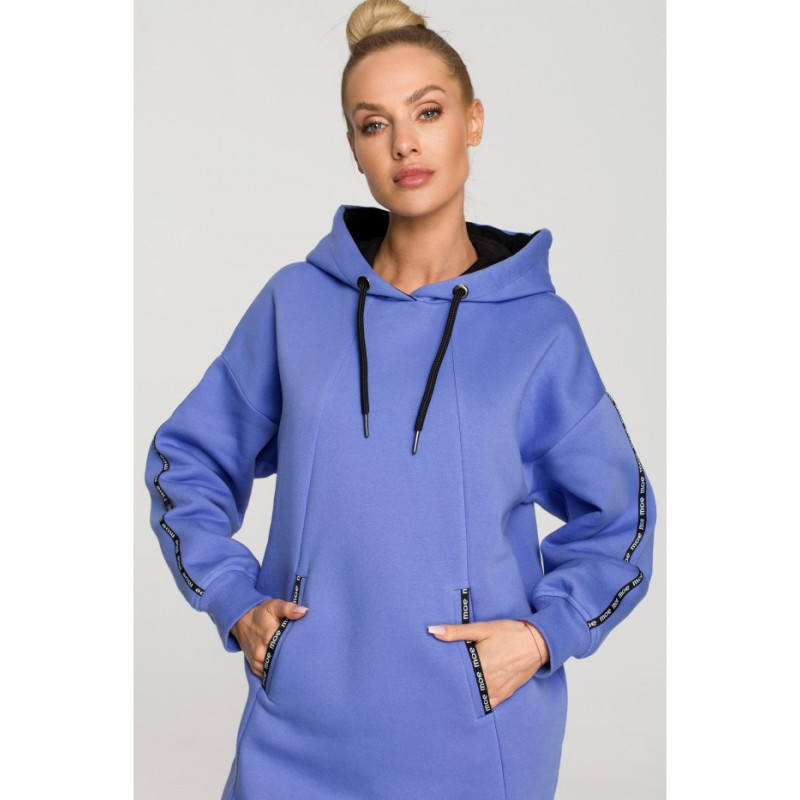 M696 Bluza z kapturem i ozdobnymi lampasami - jasny fioletowy
