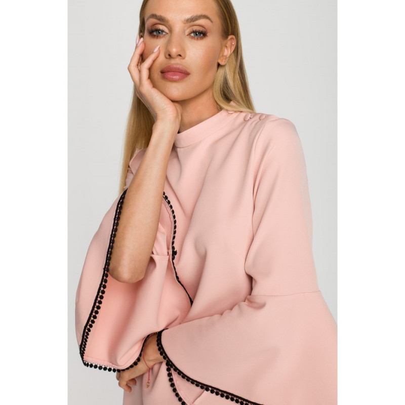 M698 Sukienka o fasonie litery A - pudrowa