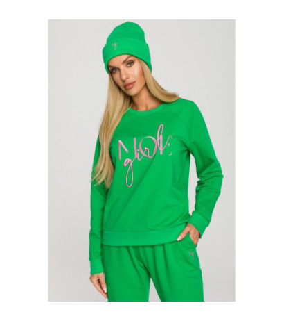 M709 Czapka beanie z haftem MOE GIRL - soczysta zieleń