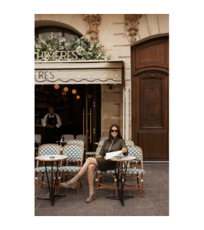 B238 Sukienka z wysokim kołnierzem i kieszeniami - oliwkowa