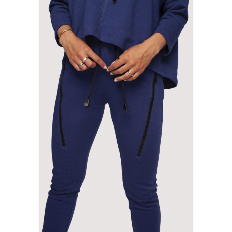 B240 Spodnie z ozdobnymi zamkami - atramentowe