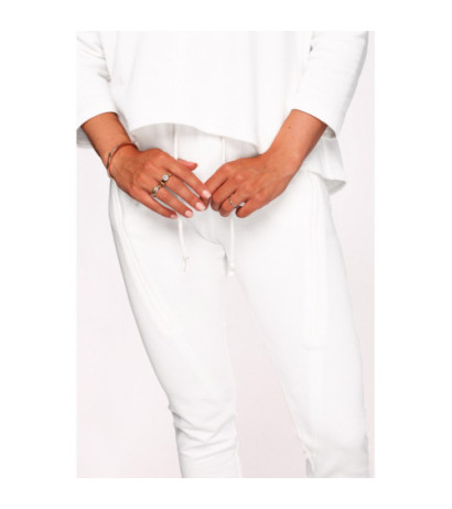 B240 Spodnie z ozdobnymi zamkami - ecru