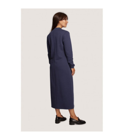 B242 Sukienka maxi z dekoltem dekoracyjnym - niebieska