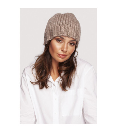 BK100 Czapka z prążkowanym brzegiem - beżowa